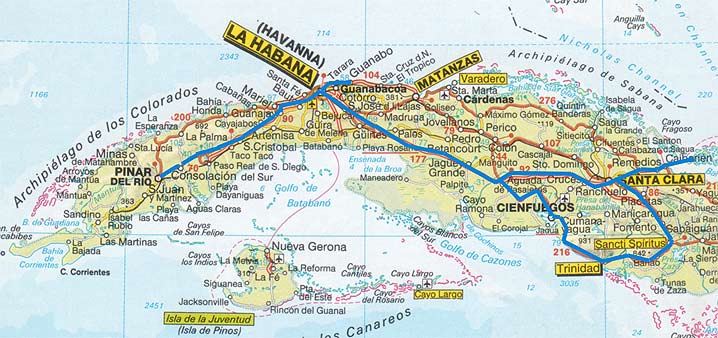 Kuba térkép és utunk